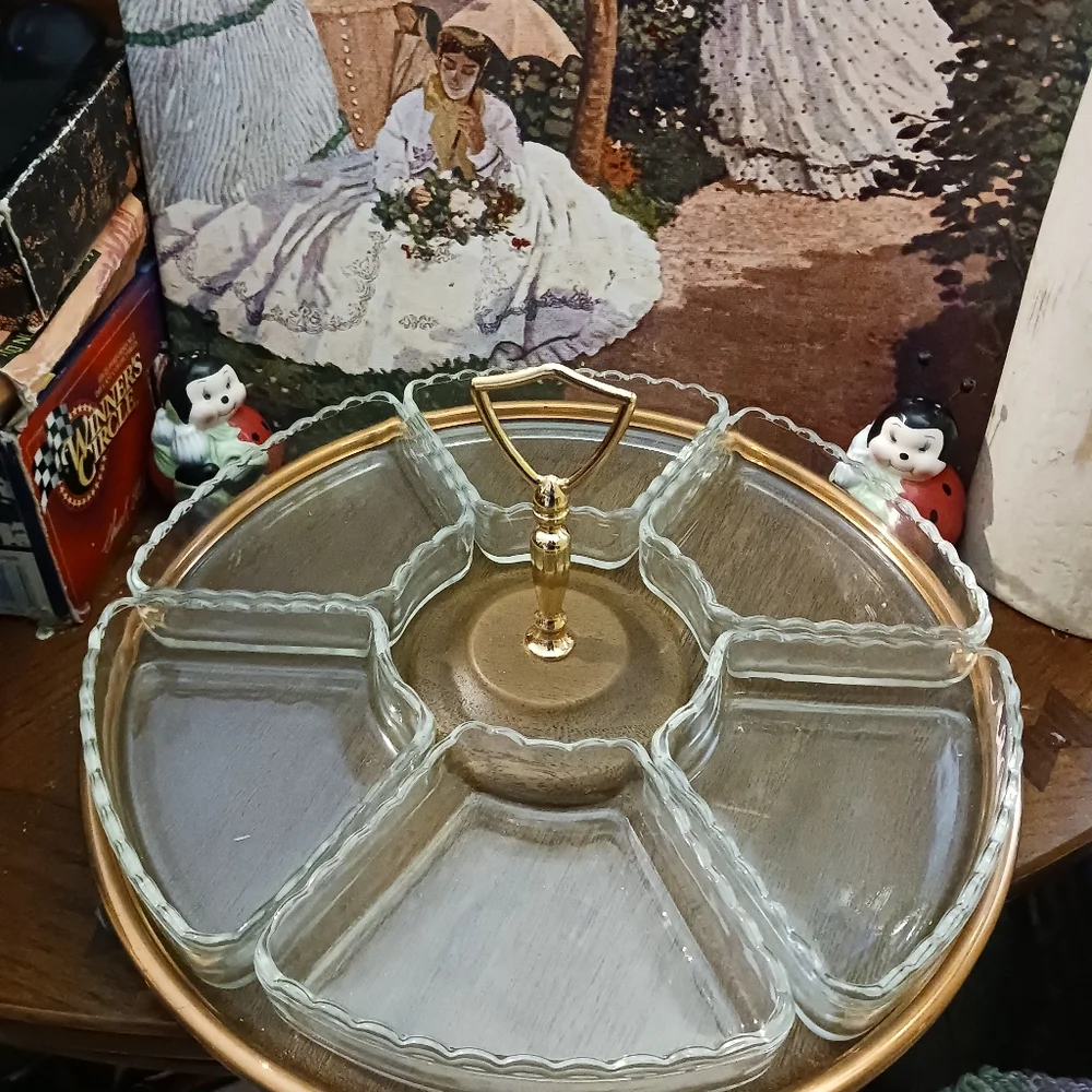 🇺🇲U.S.A. Vintage 1960 Westwood Serving 🍱🍤 Dish 6 Fluted Edge Glass,Rotating! - Picture 13 of 16